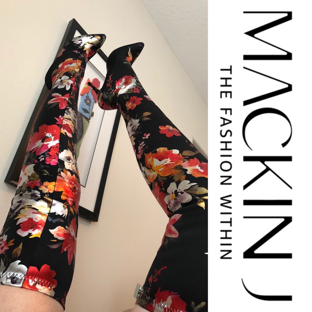 3/$30 Mackin J Over the Knee Floral Boots - Picture 3 of 9